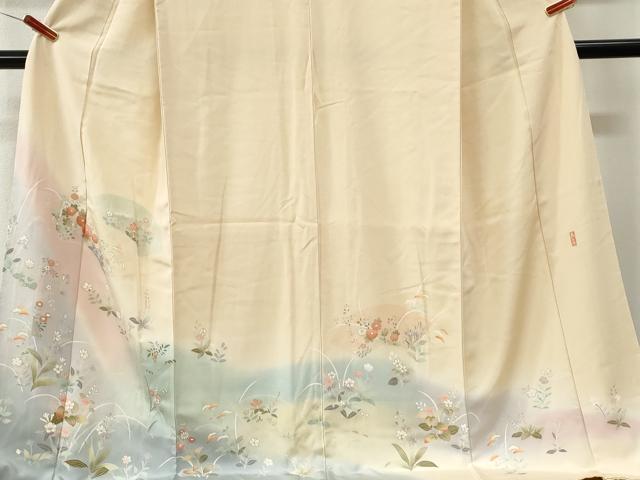 平和屋着物●訪問着 作家物 地紙短冊草花文 暈し染め 金彩 ロング丈 正絹 逸品 CABM3620yc