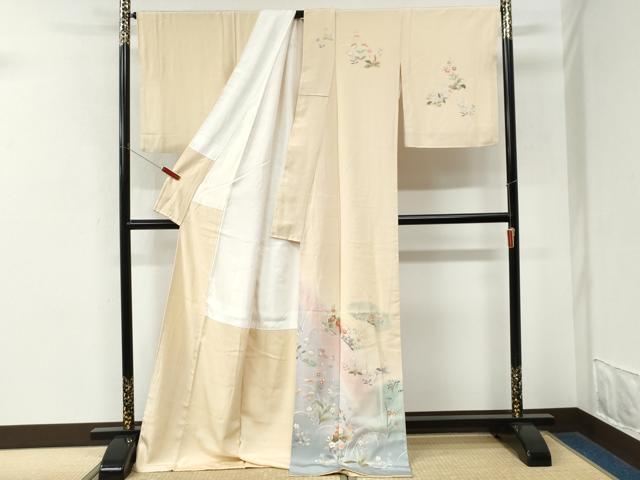 平和屋着物●訪問着 作家物 地紙短冊草花文 暈し染め 金彩 ロング丈 正絹 逸品 CABM3620yc