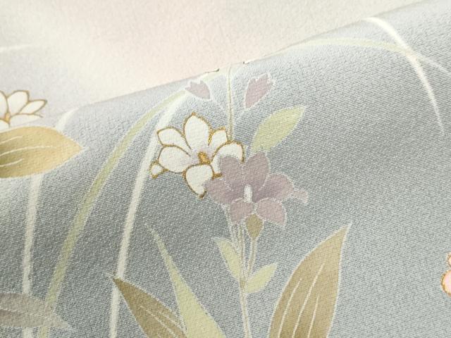 平和屋着物●訪問着 作家物 地紙短冊草花文 暈し染め 金彩 ロング丈 正絹 逸品 CABM3620yc