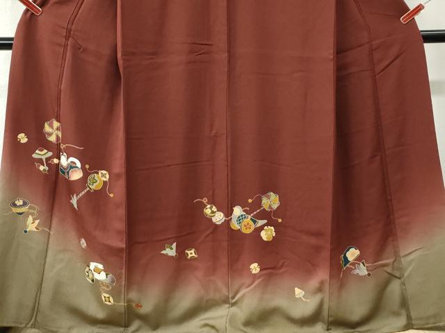 平和屋着物●訪問着 玩具文 暈し染め 金彩 正絹 逸品 CABM3625yc