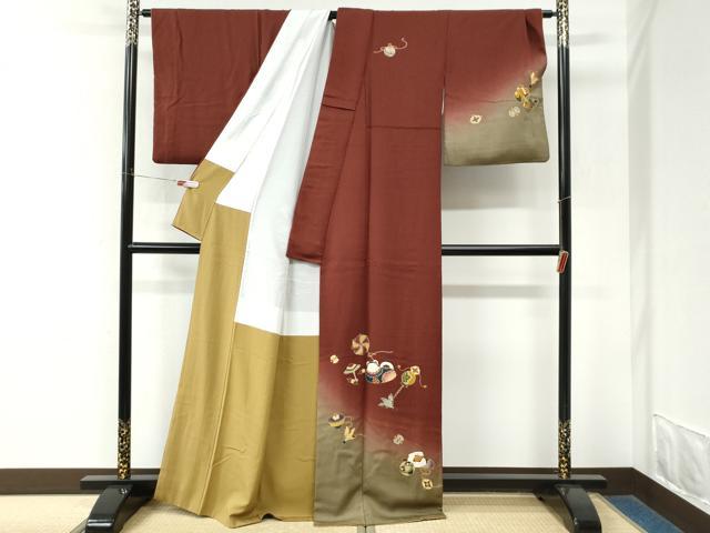 平和屋着物●訪問着 玩具文 暈し染め 金彩 正絹 逸品 CABM3625yc