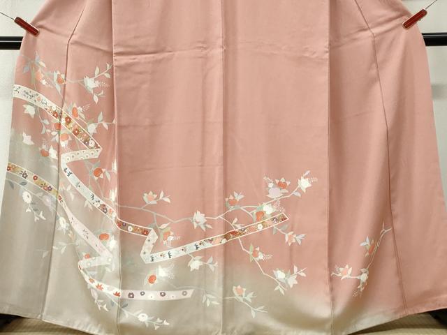 平和屋着物●訪問着 鬘帯橘吉祥花唐草文 暈し染め 金彩 正絹 逸品 CABM3632yc