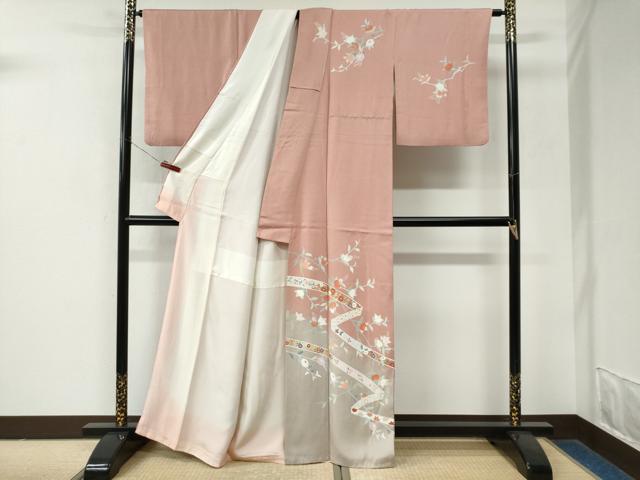 平和屋着物●訪問着 鬘帯橘吉祥花唐草文 暈し染め 金彩 正絹 逸品 CABM3632yc