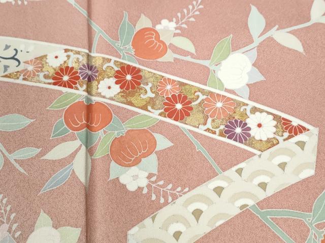 平和屋着物●訪問着 鬘帯橘吉祥花唐草文 暈し染め 金彩 正絹 逸品 CABM3632yc