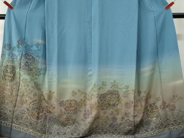 平和屋着物●中国三大刺繍 スワトウ刺繍 総刺繍 訪問着 破れ色紙更紗花鳥唐草文 暈し染め 金糸 ロング丈 正絹 逸品 CABM3635yc