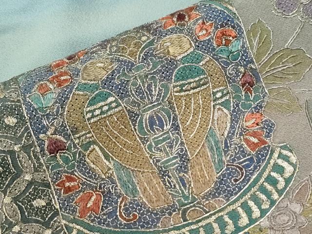 平和屋着物●中国三大刺繍 スワトウ刺繍 総刺繍 訪問着 破れ色紙更紗花鳥唐草文 暈し染め 金糸 ロング丈 正絹 逸品 CABM3635yc