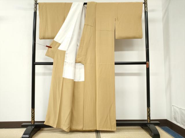 平和屋着物●上質な色無地 飴色 正絹 逸品 CABM3637yc