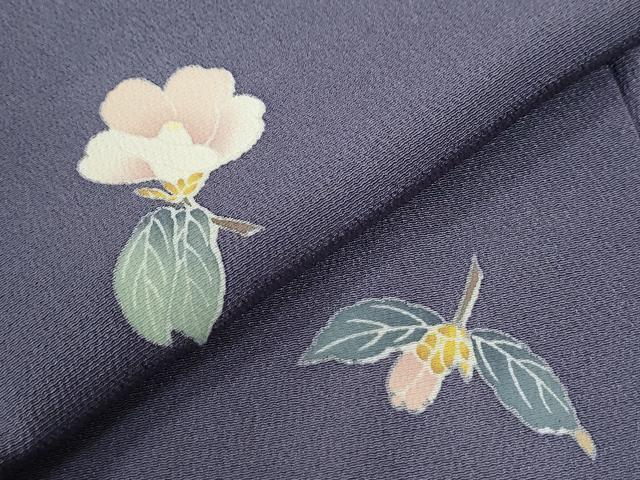 平和屋着物●上質な小紋 友禅 作家物 枝花文 鬼しぼ縮緬 正絹 逸品 CABM3640yc