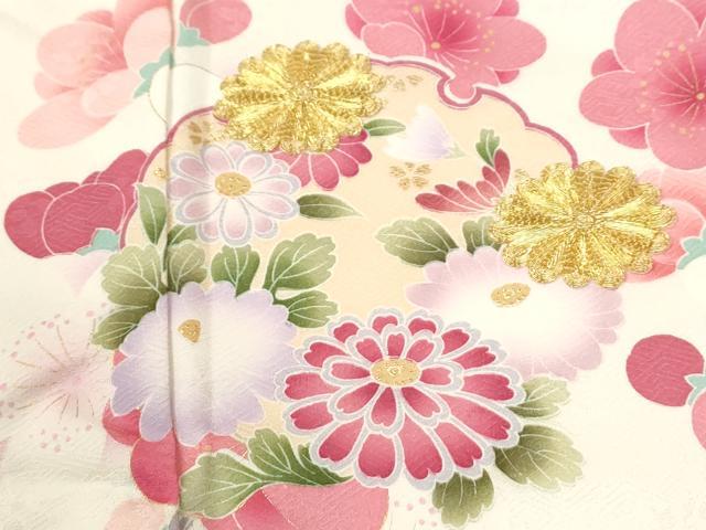 平和屋着物●豪華振袖 駒刺繍 雪輪枝梅文 暈し染め 金彩 正絹 逸品 CABM3642yc