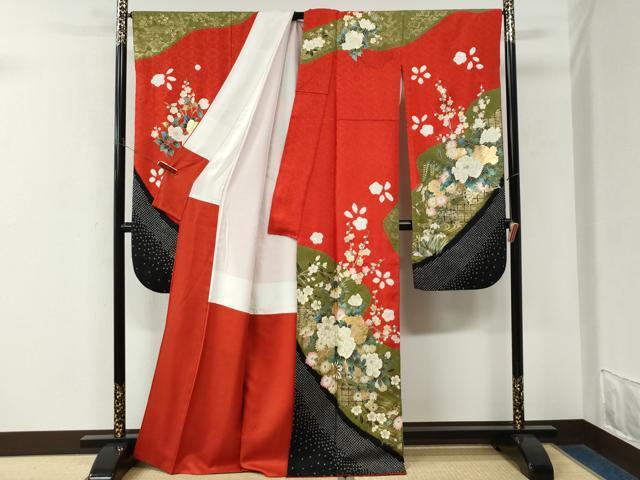 平和屋着物●豪華振袖 絞り 牡丹花車文 金彩 正絹 逸品 CABM3644yc