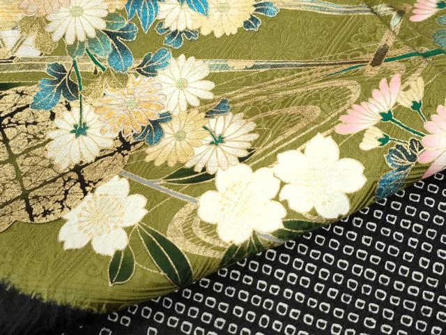 平和屋着物●豪華振袖 絞り 牡丹花車文 金彩 正絹 逸品 CABM3644yc