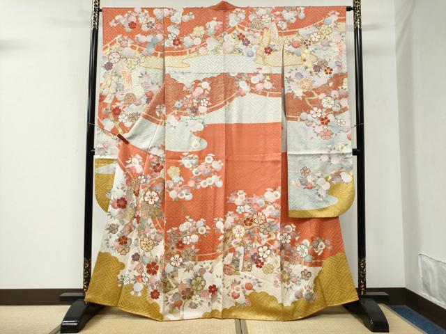 平和屋着物●豪華振袖 作家物 駒刺繍 短冊舞花文 金彩 正絹 逸品 CABM3648yc