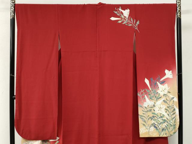 平和屋着物●豪華振袖 駒刺繍 百合 暈し染め 金彩 正絹 逸品 CABM3659yc