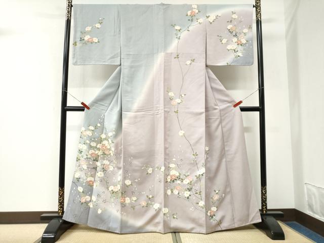 平和屋着物●訪問着 友禅 枝牡丹 暈し染め 金彩 正絹 逸品 CABM3665yc