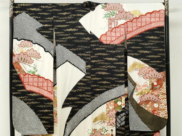 平和屋着物●豪華振袖 絞り 松吉祥花文 金彩 正絹 逸品 CABM3669yc