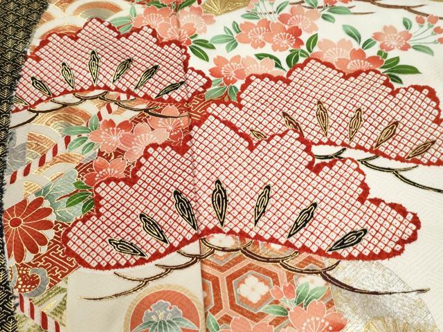 平和屋着物●豪華振袖 絞り 松吉祥花文 金彩 正絹 逸品 CABM3669yc
