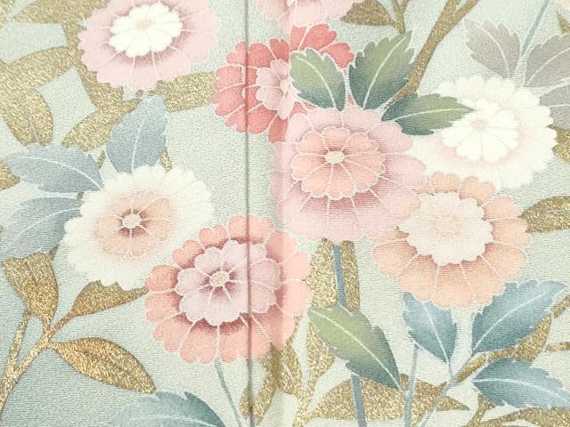 平和屋着物●十日町友禅作家 松雨 訪問着 葡萄枝菊文 暈し染め 金彩 正絹 逸品 未使用 CABM3680yc