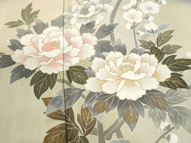 平和屋着物●訪問着 流水牡丹花文 暈し染め 金彩 正絹 逸品 CABM3687yc