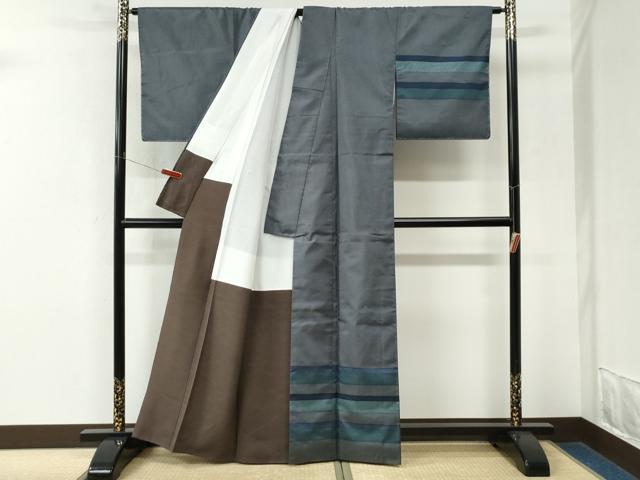 平和屋着物●訪問着 本場染大島紬 横段吉祥文 正絹 逸品 CABM3689yc