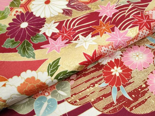 平和屋着物●豪華振袖 駒刺繍 雲取り几帳吉祥花文 金彩 正絹 逸品 CABM3690yc