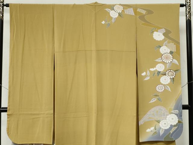 平和屋着物●豪華振袖 片輪車枝菊文 暈し染め 金彩 正絹 逸品 CABM3694yc