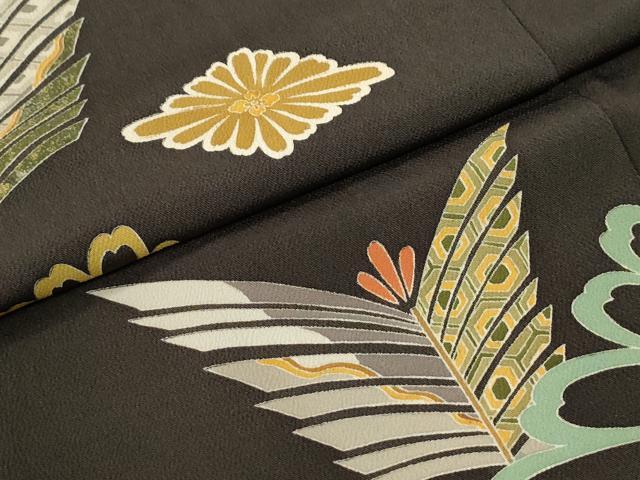 平和屋着物●訪問着 作家物 花菱松葉文 金彩 鬼しぼ縮緬 正絹 逸品 CABM3695yc