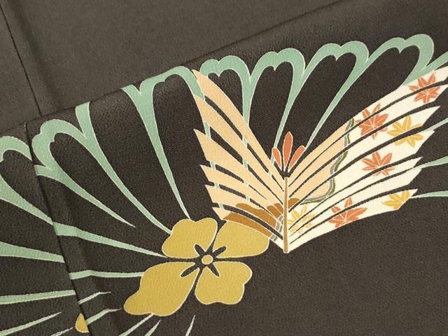 平和屋着物●訪問着 作家物 花菱松葉文 金彩 鬼しぼ縮緬 正絹 逸品 CABM3695yc