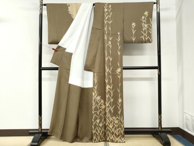 平和屋着物●訪問着 草花シルエット 正絹 逸品 CABM3705yc