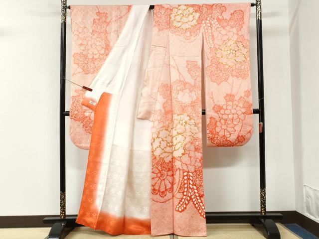 平和屋着物●豪華振袖 総絞り 駒刺繍 牡丹花車文 やまと誂製 正絹 逸品 CABM3714yc