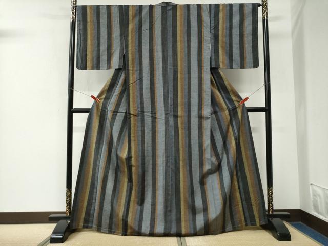 平和屋着物●上質な紬 縞 正絹 逸品 未使用 CABM3724yc