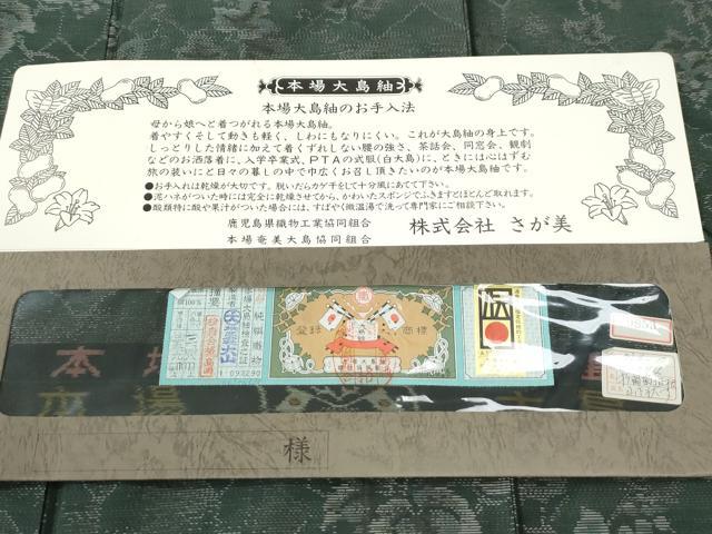 平和屋着物●本場大島紬 葡萄蔦の葉文 大山謹製 さが美扱い 証紙・証明書付き 正絹 逸品 CABM3726yc