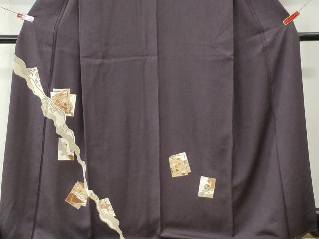 平和屋着物●訪問着 駒刺繍 道長色紙重ね花唐草文 金彩 正絹 逸品 未使用 CABM3738yc