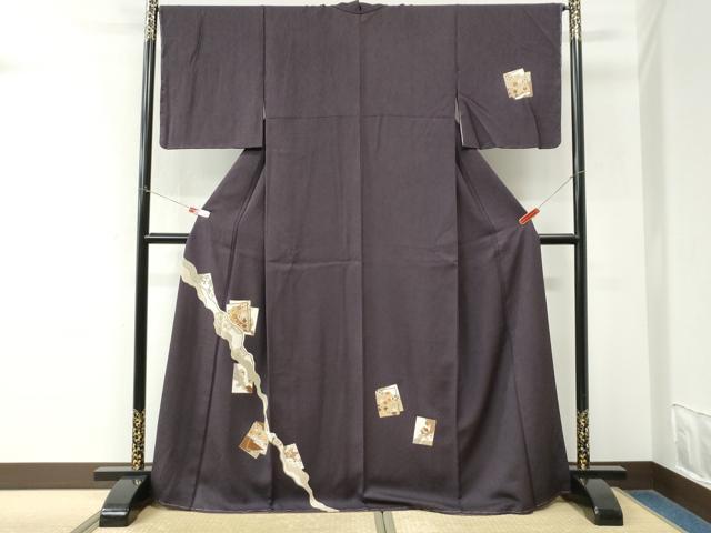 平和屋着物●訪問着 駒刺繍 道長色紙重ね花唐草文 金彩 正絹 逸品 未使用 CABM3738yc