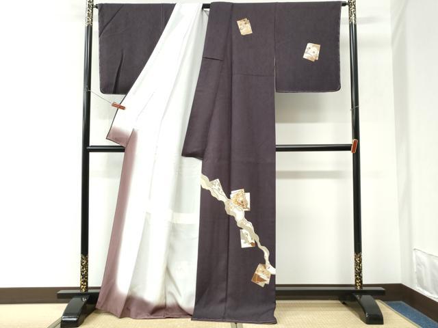 平和屋着物●訪問着 駒刺繍 道長色紙重ね花唐草文 金彩 正絹 逸品 未使用 CABM3738yc