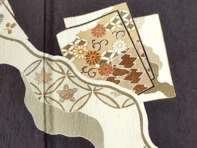 平和屋着物●訪問着 駒刺繍 道長色紙重ね花唐草文 金彩 正絹 逸品 未使用 CABM3738yc