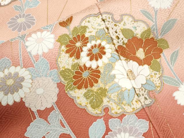 平和屋着物●訪問着 雪輪花蝶文 暈し染め 金彩 正絹 逸品 CABM3744yc