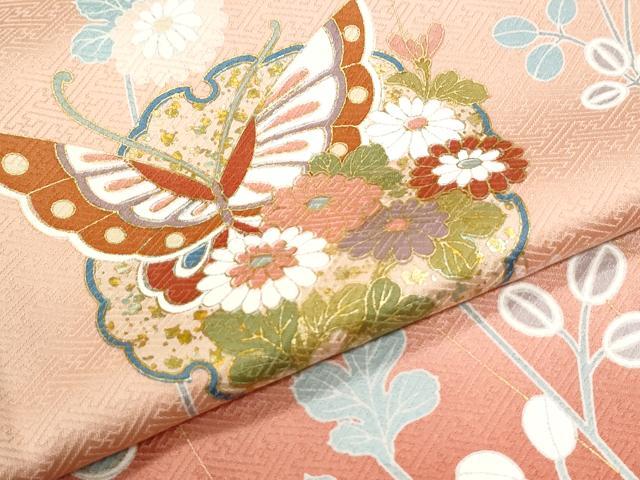 平和屋着物●訪問着 雪輪花蝶文 暈し染め 金彩 正絹 逸品 CABM3744yc