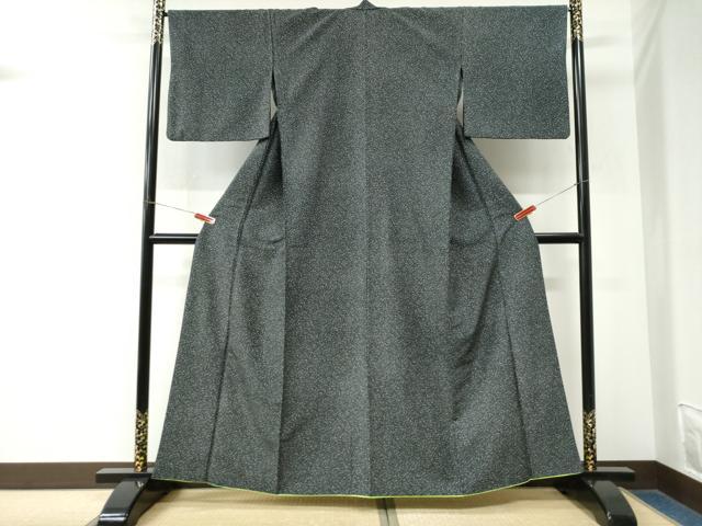 平和屋着物●江戸小紋 胴抜き仕立て 霞文 黒地 洗える着物 CABM3746yc