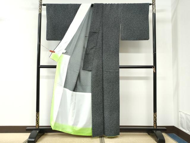 平和屋着物●江戸小紋 胴抜き仕立て 霞文 黒地 洗える着物 CABM3746yc