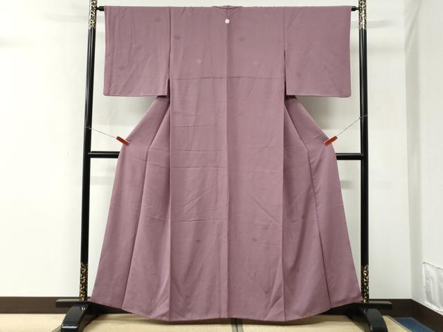 平和屋着物●上質な色無地 花菱地紋 京紫色 正絹 逸品 CABM3747yc