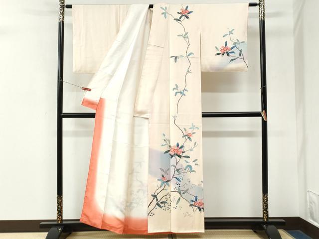 平和屋着物●訪問着 友禅 枝花文 暈し染め 正絹 逸品 CABM3748yc