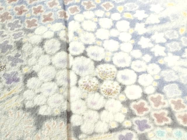 平和屋着物●中国三大刺繍 相良刺繍 訪問着 朧染め 重ね絞り 舞花文 暈し染め 銀通し地 正絹 逸品 CABM3753yc