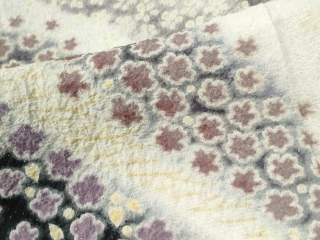 平和屋着物●中国三大刺繍 相良刺繍 訪問着 朧染め 重ね絞り 舞花文 暈し染め 銀通し地 正絹 逸品 CABM3753yc