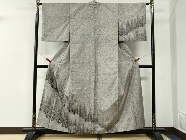 平和屋着物●訪問着 本場染大島紬 樹林文 正絹 逸品 CABM3756yc