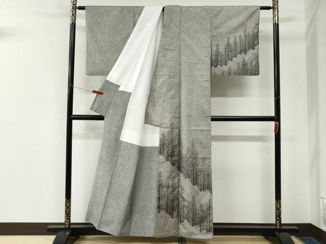 平和屋着物●訪問着 本場染大島紬 樹林文 正絹 逸品 CABM3756yc