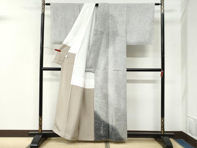 平和屋着物●創業140年 小糸染芸の四代目 小糸敏夫 訪問着 紬地 霞文 暈し染め 正絹 逸品 未使用 CABM3761yc