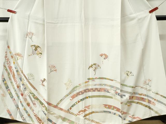 平和屋着物●訪問着 駒刺繍 鬘帯吉祥花蝶唐草文 金彩 正絹 逸品 CABM3763yc