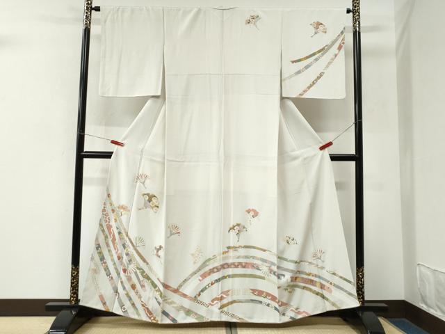 平和屋着物●訪問着 駒刺繍 鬘帯吉祥花蝶唐草文 金彩 正絹 逸品 CABM3763yc