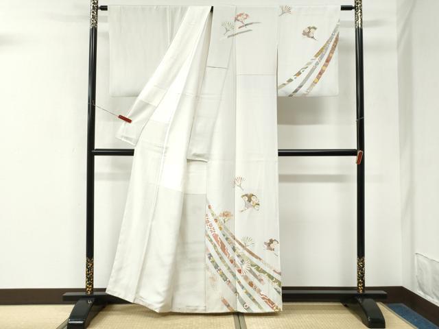 平和屋着物●訪問着 駒刺繍 鬘帯吉祥花蝶唐草文 金彩 正絹 逸品 CABM3763yc