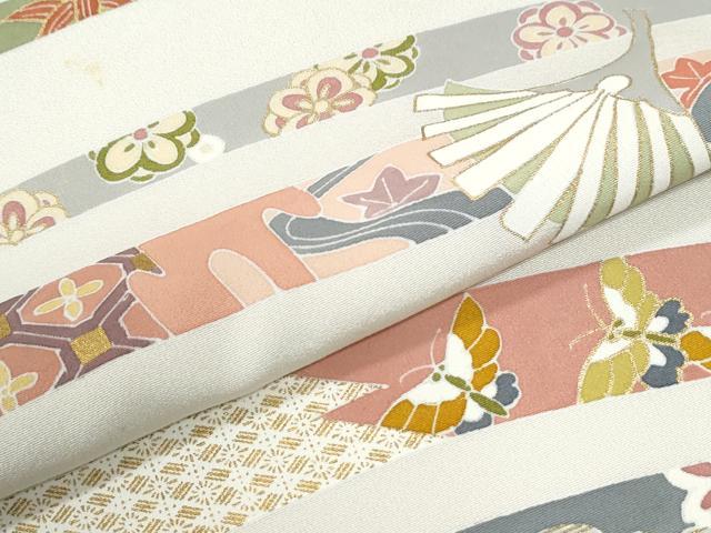 平和屋着物●訪問着 駒刺繍 鬘帯吉祥花蝶唐草文 金彩 正絹 逸品 CABM3763yc